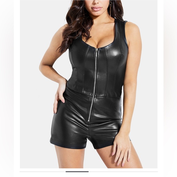 Guess Vyolet faux-leather zip-front romper - Picture 6 of 6